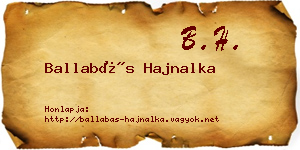 Ballabás Hajnalka névjegykártya